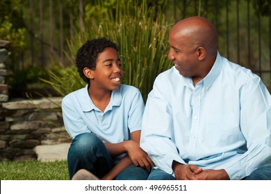 Father And Son Talking.