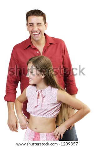 Father teasing his daughter