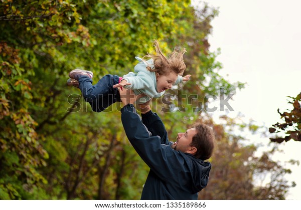 Father Toss Daughter Father Plays Daughter Stock Photo (Edit Now ...