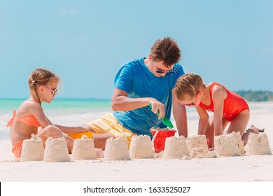 Father Two Girls Playing Sand On Stock Photo 1633525027 | Shutterstock