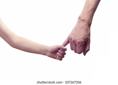 father's and child  hand Isolated on white background
