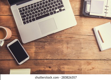 Fathers day composition - office desk. Studio shot on wooden background. - Powered by Shutterstock