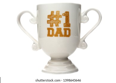 Fathers Day Mug. Isolated On White. Room For Text. #1 Dad Coffee Cup. 