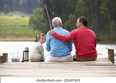 Father,son And Grandfather Fishing