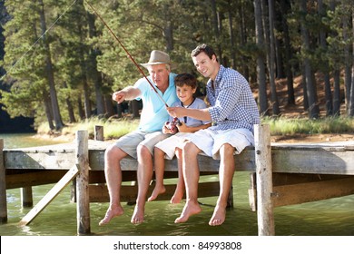 Father,son And Grandson Fishing Together