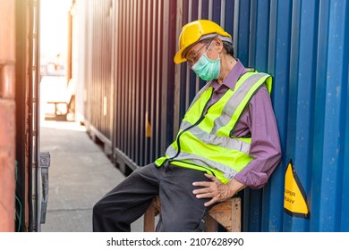 Fatigue Old Man Worker Nap Sleep At Work From Tired Exhausted Hard Working