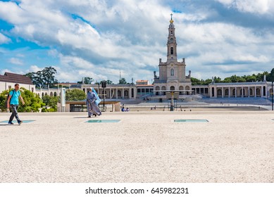 FATIMA, PORTUGAL - JUNE 6, 2016: View Of Fatima Sanctuary In Portugal. Fatima Is Famous For The Marian Apparition.