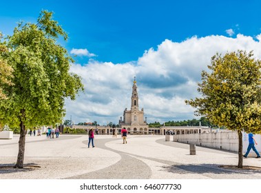 FATIMA, PORTUGAL - JUNE 6, 2016: View Of Fatima Sanctuary In Portugal. Fatima Is Famous For The Marian Apparition.