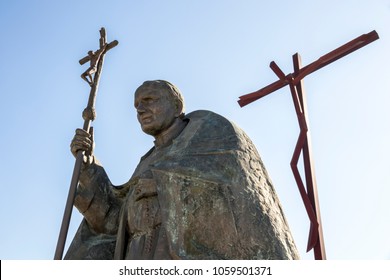 FATIMA, PORTUGAL - March 21, 2018: Statue Of Pope John Paul II, Born Karol Jozef Wojtyla, In The Shrine Sanctuary Of Our Lady Of Fatima, Portugal