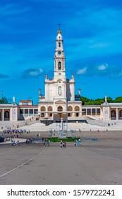 FATIMA, PORTUGAL, MAY 27, 2019: People Are Walking Towards Famous Sanctuary Of Fatima In Portugal