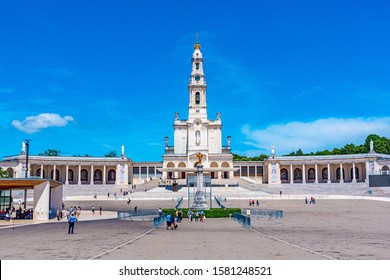 FATIMA, PORTUGAL, MAY 27, 2019: People Are Walking Towards Famous Sanctuary Of Fatima In Portugal