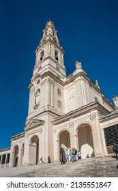 Fatima, Portugal - November 13 2022 - People Leaving And Entering The Basilica Of Our Lady Of The Rosary Of Fatima