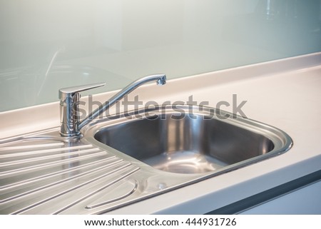 Faucet Sink and water tab decoration in kitchen room interior