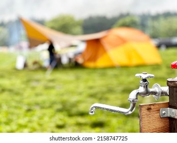 Faucet At The Washroom In The Rain Campsite