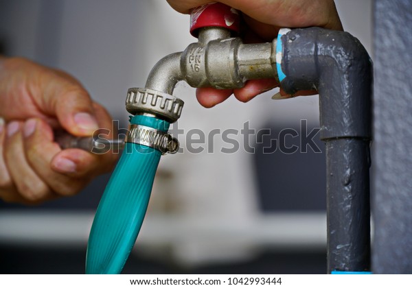 Faucet Water Connect Watering Hose Stock Photo Edit Now 1042993444