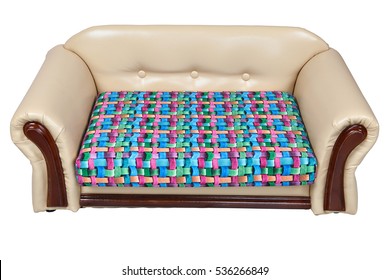 Faux leather sofa for dogs,  isolated on white background,  include clipping path. - Powered by Shutterstock