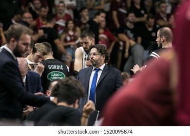 Favaro Veneto - Venezia - Palazzetto Taliercio, Italy, October 01 2019 Andrea Trinchieri , Head Coach Partizan Nis Belgrade,  During Umana Reyer Venezia Vs Partizan Nis Belgrade  Basketball EuroCup C