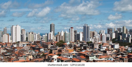 Favela And Buildings - Social Contrast