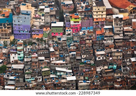Favela da Rocinha, the Biggest Slum (Shanty Town) in Latin America. Located in Rio de Janeiro, Brazil, it has more than 70,000 inhabitants.