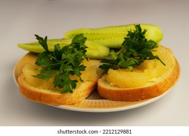 Favorite Pike Caviar With Sandwiches In A Plate