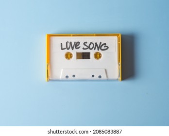 Favorite Song Concept. Vintage White Cassette Tape Isolated On White Background