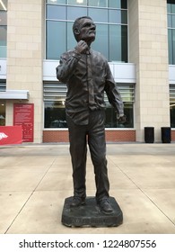 Fayetteville, Arkansas / USA - October 26, 2018: Statue Of Frank Broyles Outside The University Of Arkansas Football Stadium (Frank Broyles Athletic Center).