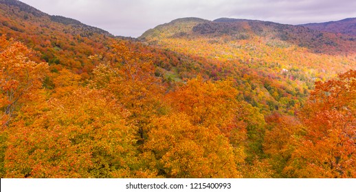 FAYSTON, VERMONT, USA - OCTOBER 6, 2018: Fall Foliage At Mad River Glen Ski Area.