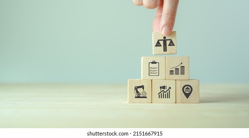 Feasibility study, business investment concept. Assessing the practicality of a proposed plan or project for launching a new business or adopting a new product line. Stacking wooden cube feasibility. - Shutterstock ID 2151667915