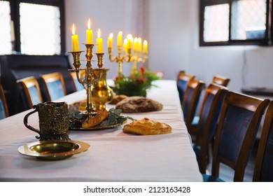 A Feast Table Covered With Medieval Feasts