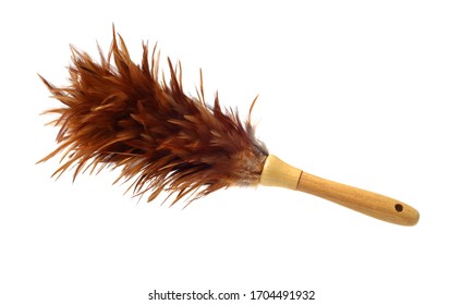 Feather Duster For Cleaning Dust Isolated On White Background