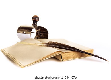 Feather Pen On Old Book Ink Stock Photo 140344876 | Shutterstock