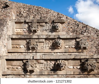 Feathered Serpent Pyramid At Teotihuacan, Mexico