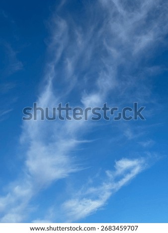 Featherlike clouds sweep gracefully across endless blue.