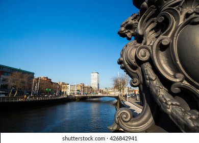 A feature on a lamp post on O'Connell Bridge in Dublin City, Ireland
