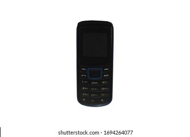 Feature Phone Isolated On White Background, Feature Phone On Top View, Mobile Phone Features Are Sometimes Called Dumbphones.