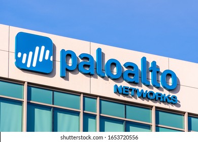 Feb 20, 2020 Santa Clara / CA / USA - Palo Alto Networks sign at the Company headquarters in Silicon Valley; Palo Alto Networks, Inc. is an American multinational cyber security company