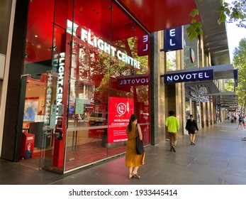 Feb 2021, City Of Melbourne, Australia, Flight Centre Travel Agent Store On Collins Street