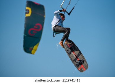 Feb 6th 2022, Dubai UAE, A Kitesurfer While Participating In The Free Style Competition Of Kite Surf Open In Kite Beach