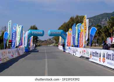 Gazipaşa-Turkey February 10.2021 Bike Race.Finish Point.Velo Alanya Bicycle Race Organization.