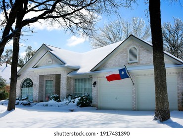 February 15, 2021, Austin, Texas.  Historic Arctic Blast, Winter Storm.  House Under Snow.