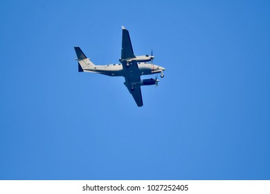 February 17, 2018 - Chonburi, Thailand : The Beechcraft C-12 Huron In The Sky.