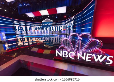 FEBRUARY 19, 2020, LAS VEGAS NEVADA, USA - Democratic Presidential Candidates Debate Stage Hosted By NBC Television In Paris Theater, Las Vegas