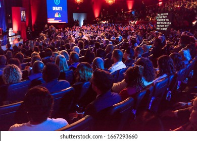 FEBRUARY 19, 2020, LAS VEGAS NEVADA, USA - Audience Watches Democratic Presidential Candidates Debate Stage Hosted By NBC Television In Paris Theater, Las Vegas