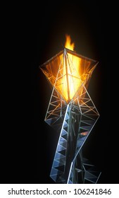 FEBRUARY 2005 - Olympic Torch At Night During The 2002 Winter Olympics, Salt Lake City, UT