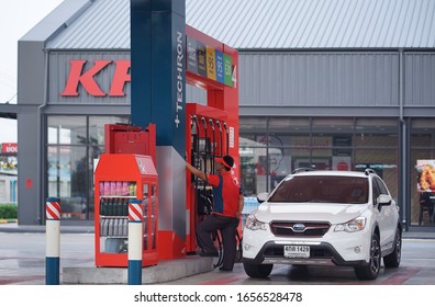  February ,2020 : ESSO Gas Station Very Modern At Prannok Road ,Bangkok,Thailand