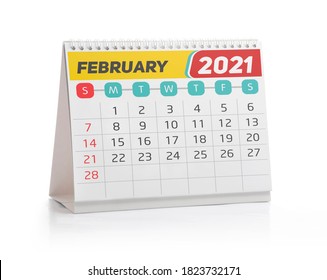February 2021 Office Calendar Isolated On White