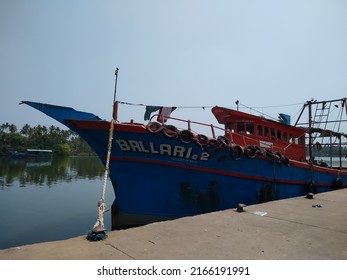 February 2022, Thiruvananthapuram, Kerala, India, Marine Police Patrol Boat At Muthala Pozhi Fishing Harbor, Thiruvananthapuram