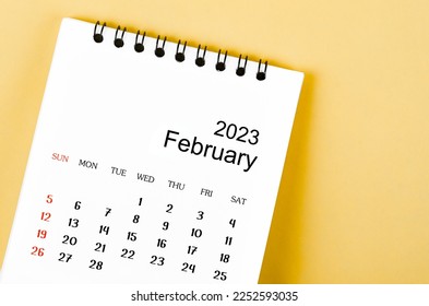 February 2023 Monthly desk calendar for 2023 year.