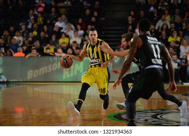 February 22, 2019/ Istanbul, Turkey:  Kostas Sloukas In Action During Euroleague 2018-19 Basketball Game Between Darussafaka Tekfen Vs Fenerbahce   At Volkswagen Arena.