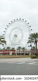 February 3, 2018: Orlando, Florida: Vertical Photograph Of The Coca-Cola Orlando Eye Ferris Wheel